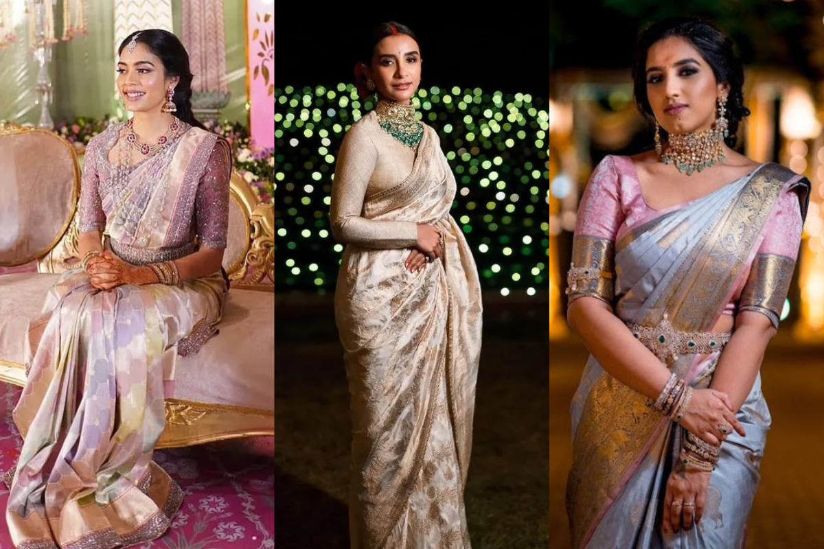 South Indian Brides Who Wore Pastel Colored Silk Sarees