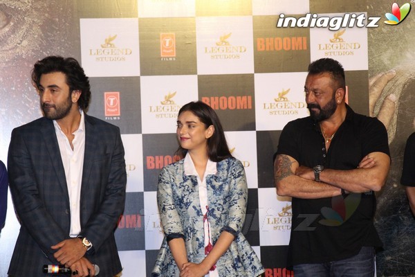 Sanjay Dutt, Ranbir Kapoor, Aditi Rao Hydari at 'Bhoomi' Trailer Launch
