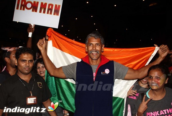 Milind Soman Returns India after Winning Iron Man Award