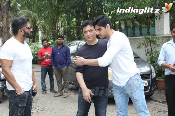 Suniel Shetty With Son Ahan Spotted at Sajid Nadiadwala's Residence