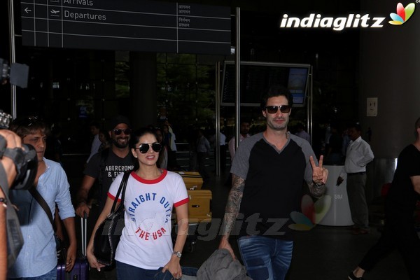 Sunny Leone With Daniel Weber Spotted at Airport
