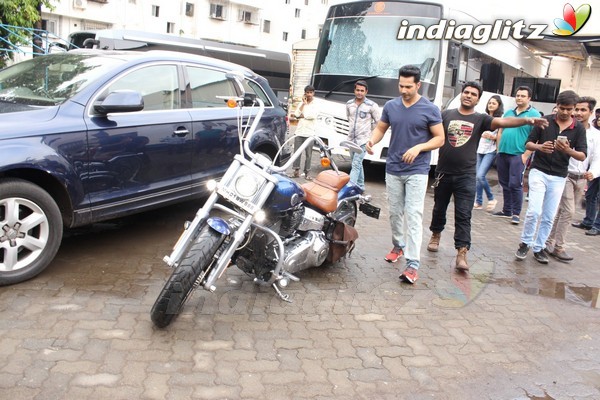 Varun Dhawan Spotted with Bike at Mehboob Studio
