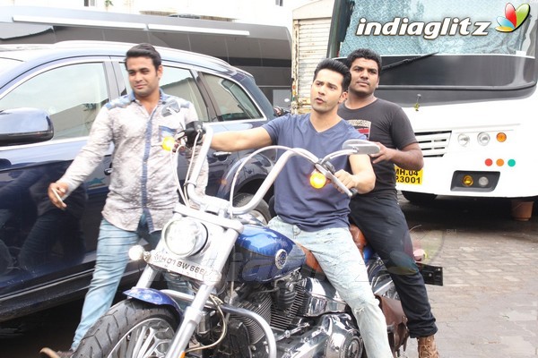 Varun Dhawan Spotted with Bike at Mehboob Studio