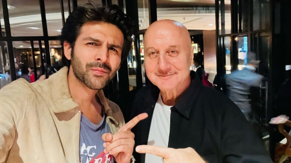 Anupam Kher shares selfies with Kartik Aaryan, says, I am sharing with you all a pic of two SUPERSTARS!