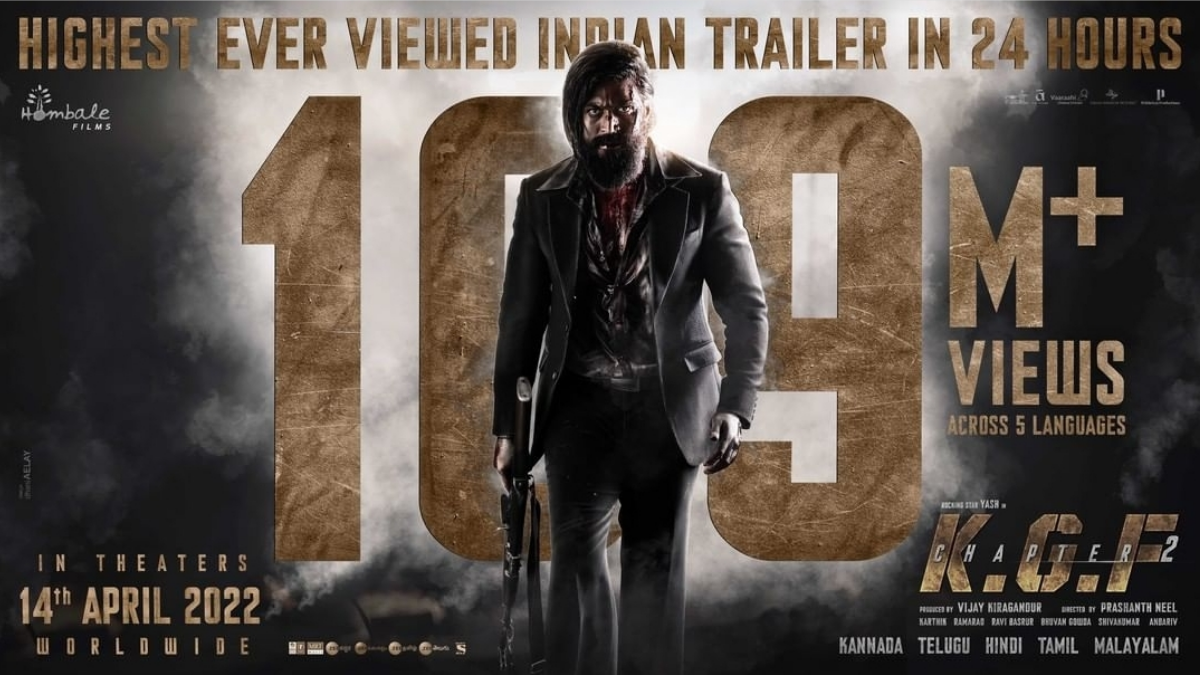 KGF: Chapter 2 becomes highest ever viewed Indian trailer - crosses 109 million plus views in 24 hours!