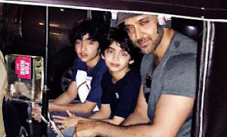 SPOTTED: Hrithik Roshan in Auto with sons