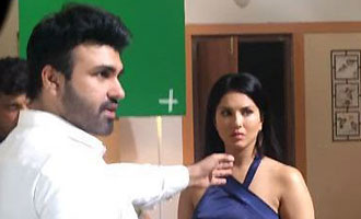 Sunny Leone and Aarya Babbar on the sets of 'Tera Intezaar'