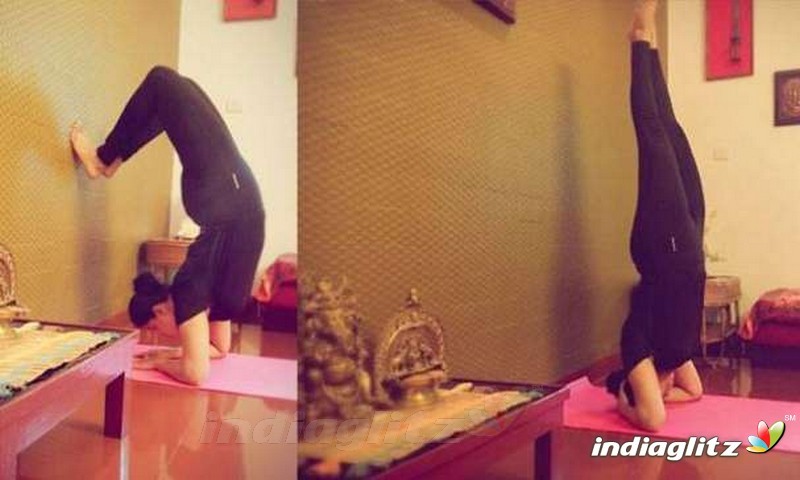 Samyuktha Varma Yoga Practicing