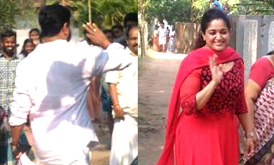 Finally the newlywed couple Dileep-Kavya arrives at Neeleswaram - Kavya's home town