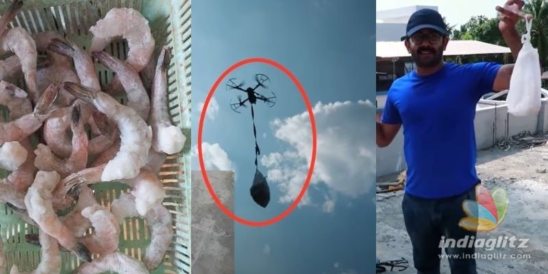 Lockdown: Youngster uses drone to buy prawns from market!