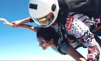 In pics: Kalyani Priyadarshan goes for an adventurous skydiving