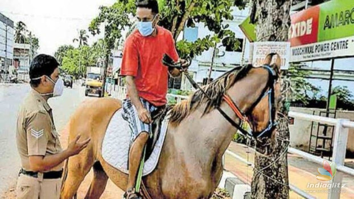 Man rides on a horse during lockdown; Stuns Police with his reply