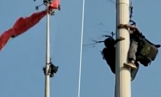 Shocking! Paragliding accident in Kerala, Two people stuck on an electric pole