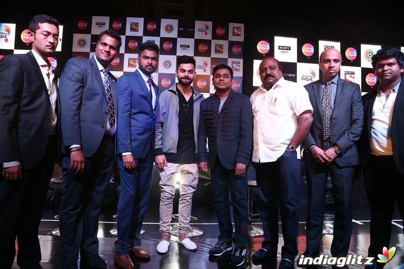 A.R. Rahman and Virat Kohli at Premier Futsal India Press Conference