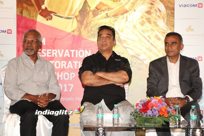 Kamal and Mani Ratnam At Viacom 18 & Film Heritage Foundation Press Meet