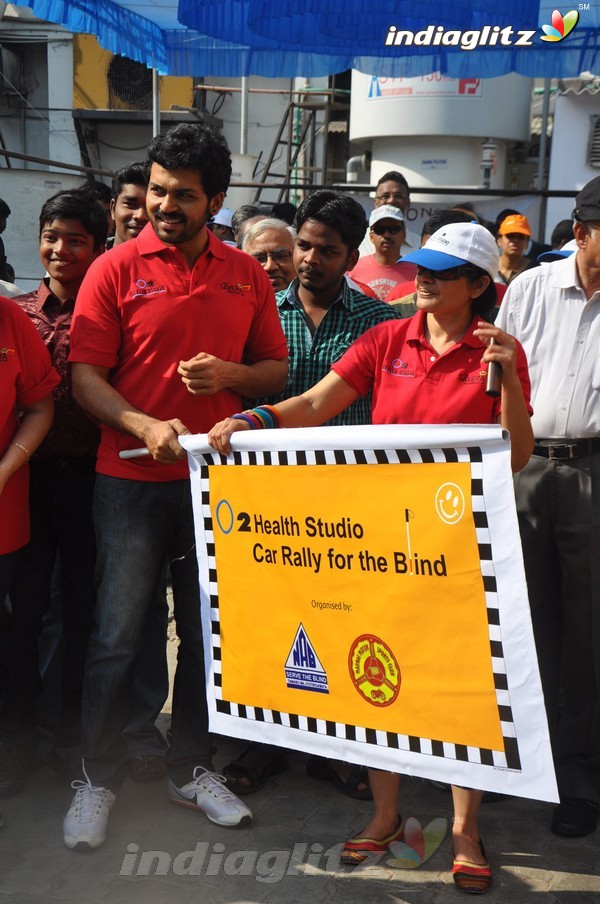 Karthi Flags Off O2 Car Rally For The Blind