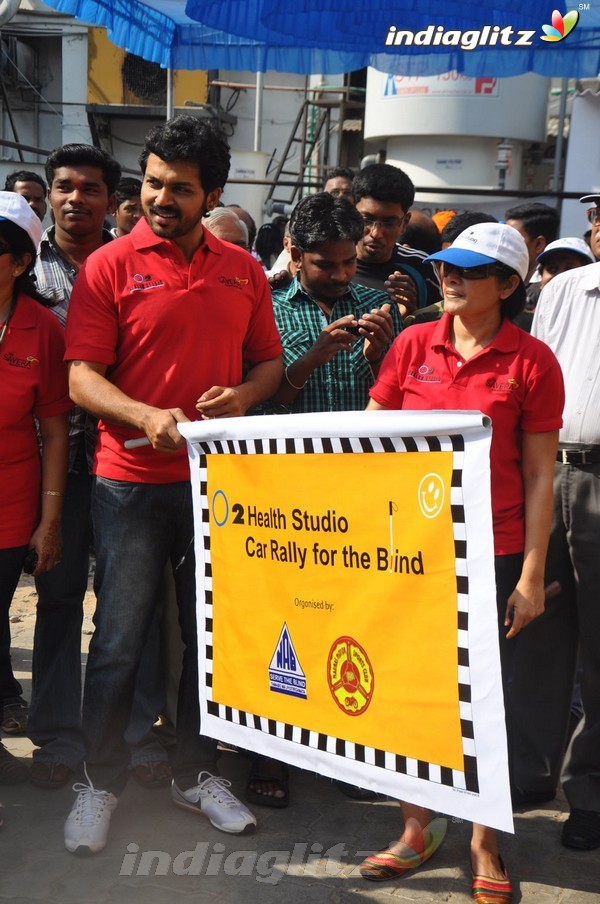 Karthi Flags Off O2 Car Rally For The Blind