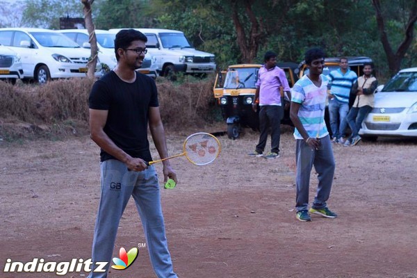 Illayathalapathy Vijay showing his badminton skills
