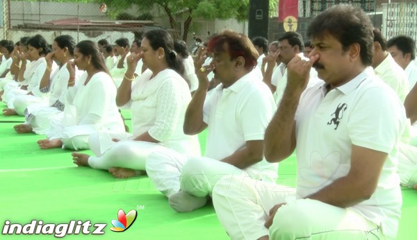 Vijayakanth Performing Yoga on International Yoga Day