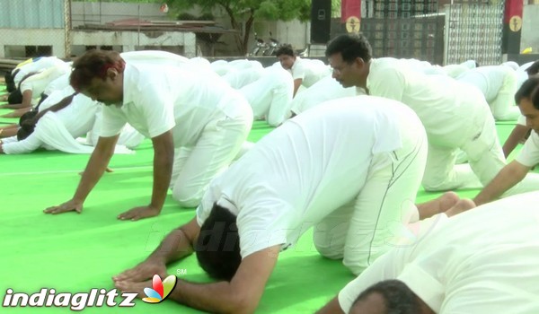 Vijayakanth Performing Yoga on International Yoga Day
