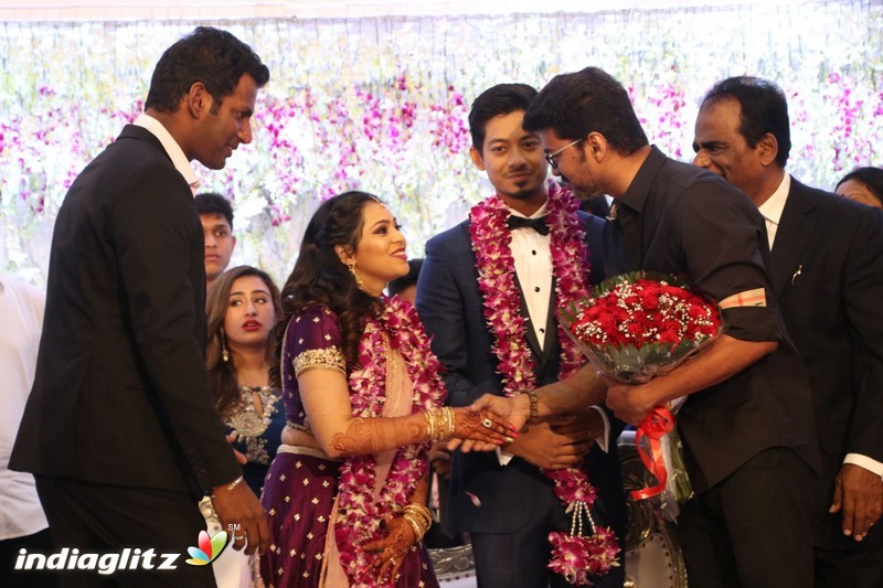 Vijay at Vishal's Sister Aishwarya Wedding Reception