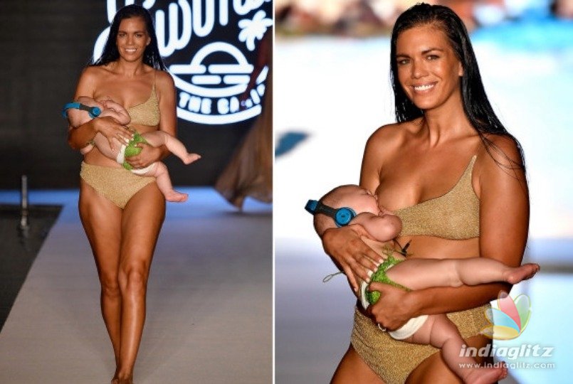 Shocking video: Swimsuit model breastfeeds her baby in fashion show ramp
