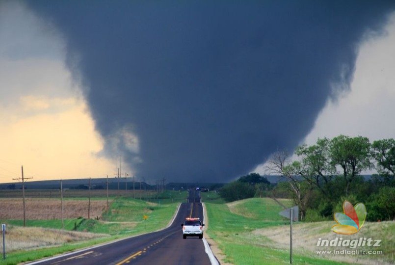 Video: Monster tornado swallows and rages past motorists