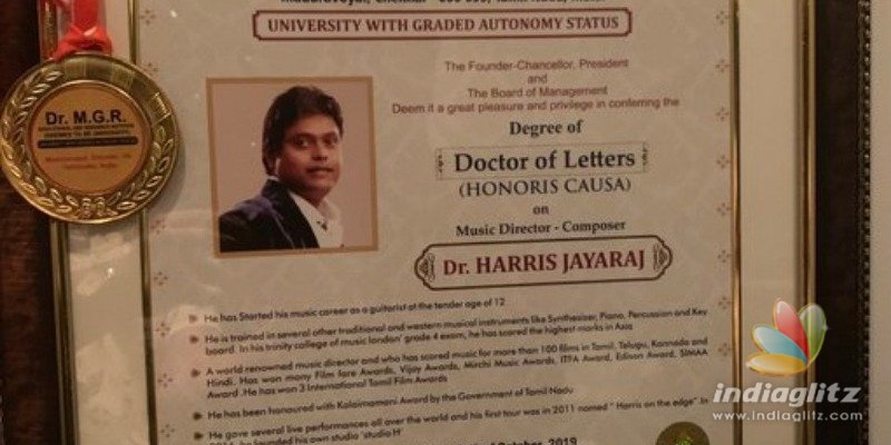 Harris Jayaraj conferred Doctorate - A.R.Rahman and other celebs applaud