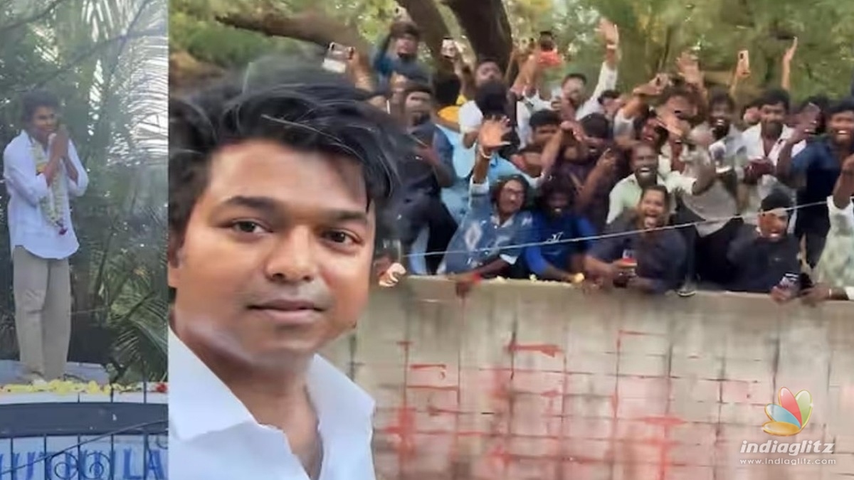 Fans shower love on Thalapathy Vijay after the politics announcement âThe Greatest Of All Timeâ shooting spot!