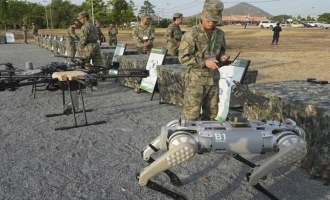 China military testing robot dogs with rifle in cambodia