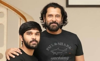 Chiyaan Vikram watches 'Cobra' with his son amid the aura of the fans - Viral video
