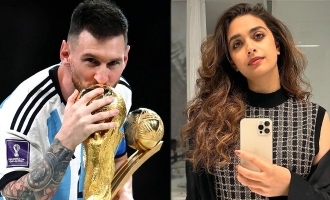 Keerthy Suresh celebrates her football idol Lionel Messi’s historical victory with the Argentina jersey! - Viral pics