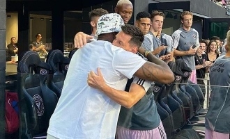  A Legendary Welcome: LeBron James Embraces Lionel Messi in America