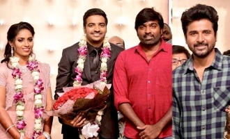 Actor Sathish-Sindhu wedding reception graced by SK, VJS and other celebs