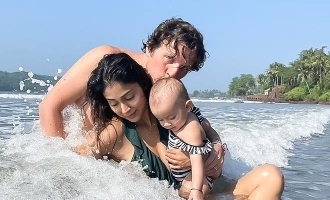 Shreya celebrates with her child and husband on the beach! - Viral pics and clips