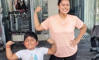 Sneha's awesome workout session with her son rocks the internet
