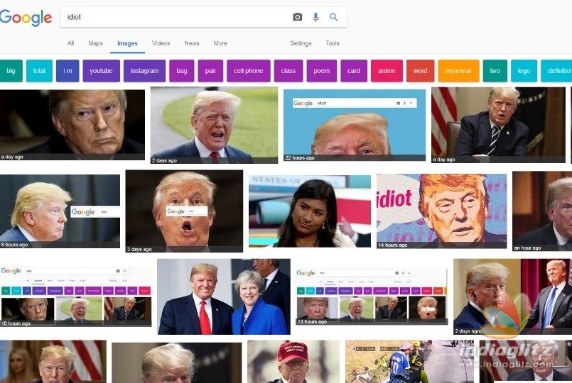 Laugh or cry? Google search for idiot shows Donald Trump images!