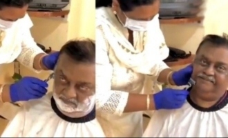 Premalaltha giving haircut and shave to husband Vijayakanth video goes viral