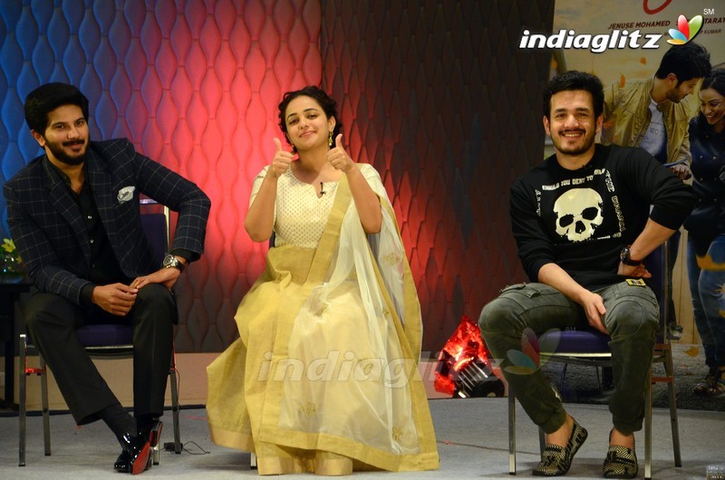 Akhil With Dulquar Salman and Nitya Menen
