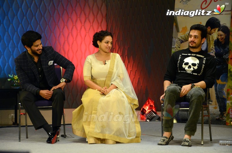 Akhil With Dulquar Salman and Nitya Menen