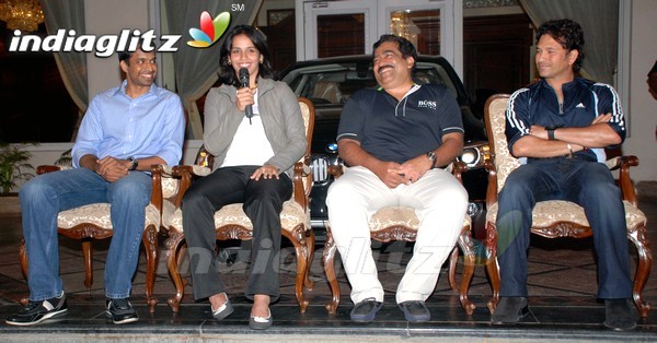 Nag With Saina Nehwal & Sachin @ Taj Krishna