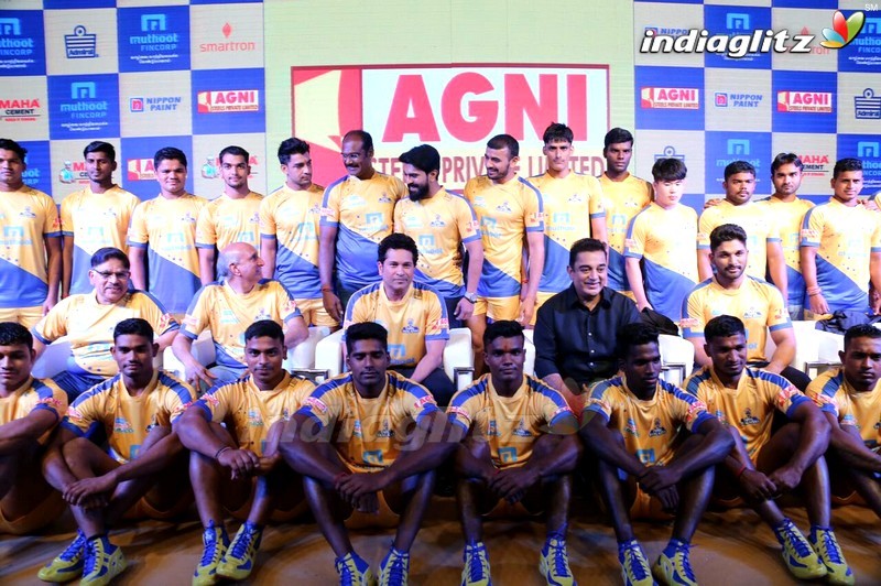 Ram Charan, Allu Arjun, Sachin @ Tamil Thalaivas Team Jersey Launch In Chennai