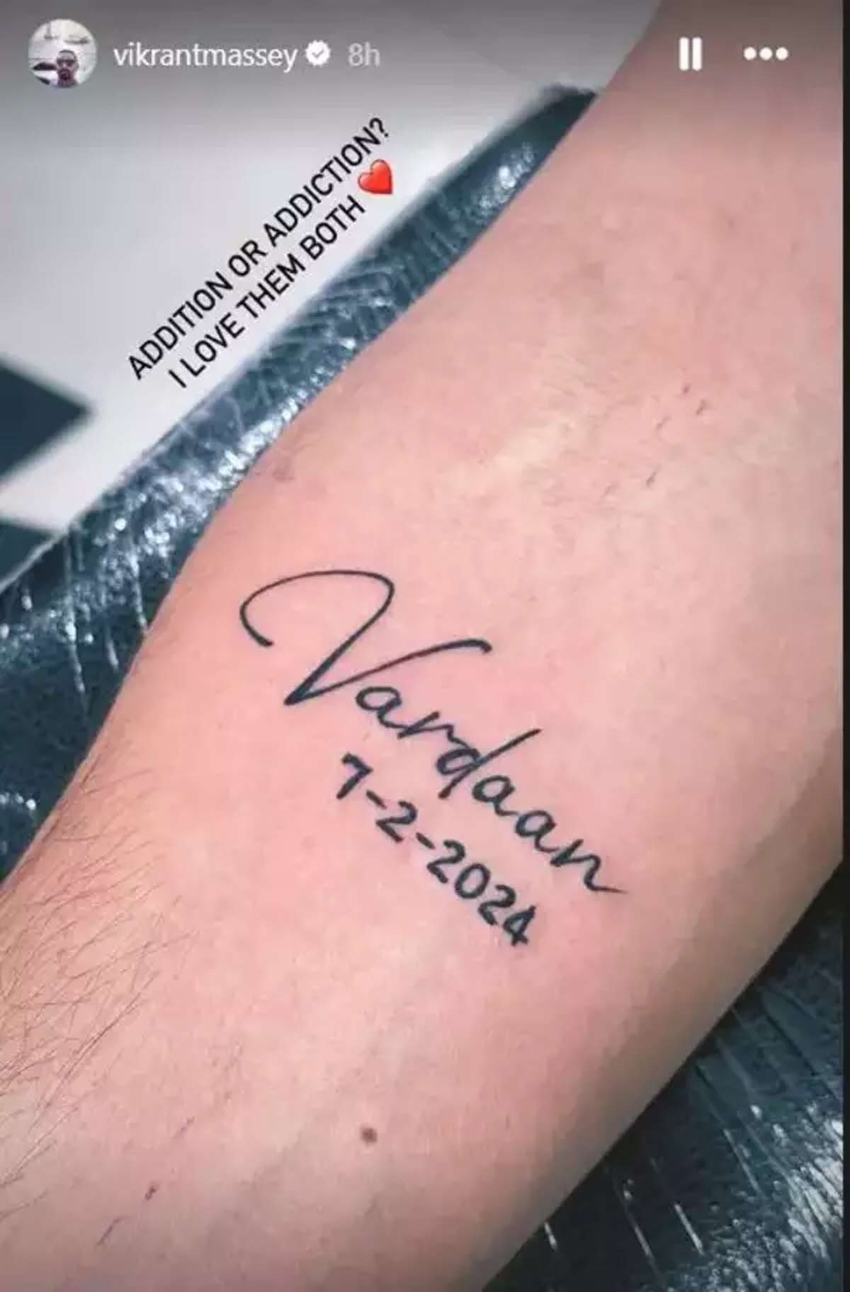 12th Fail star Vikrant Massey tattoos his sons name