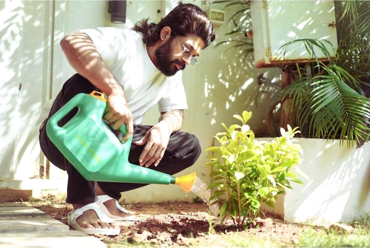 Allu Arjun conveyes World Environment Day wishes; Plants a saplings in his garden