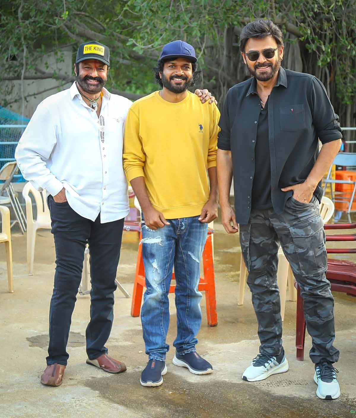 Balakrishna surprises Venkatesh and Anil Ravipudi