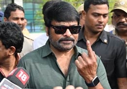 Mega Star Chiranjeevi votes, come with a powerful message