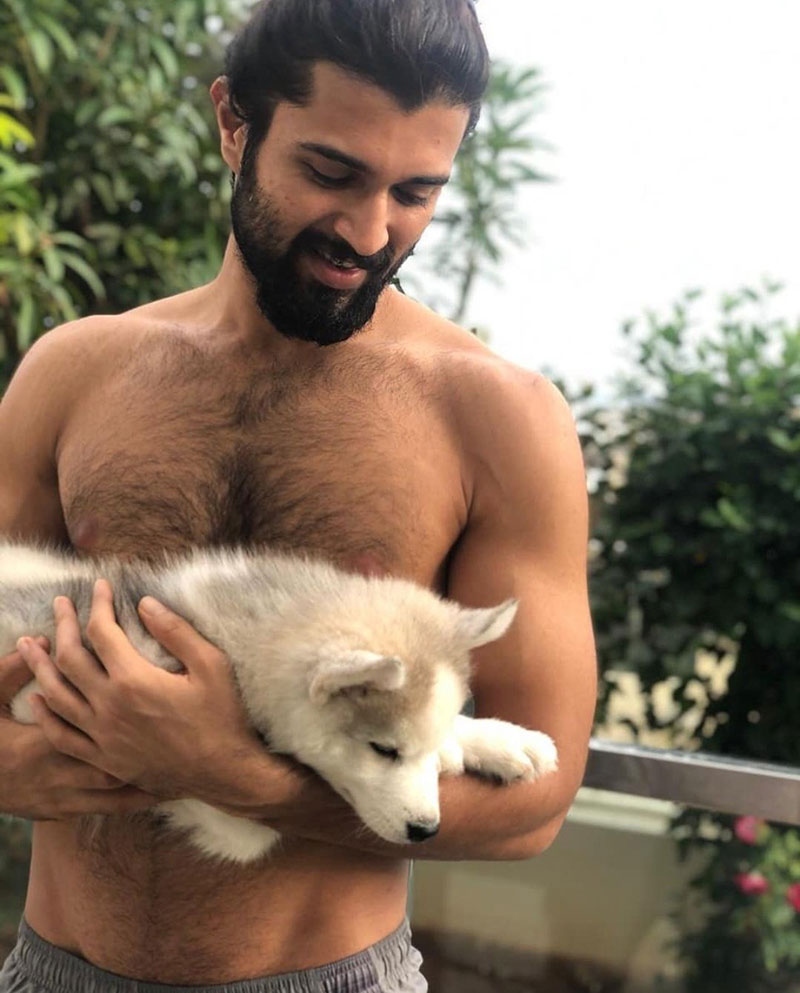 Fans go gaga over Vijay Deverakondas shirtless pic with cute beast