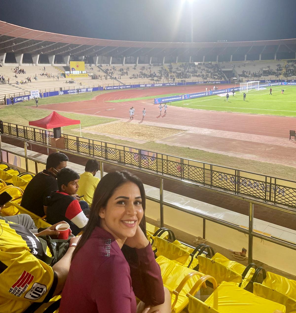 Lucky charm Lavanya Tripathi watches football match