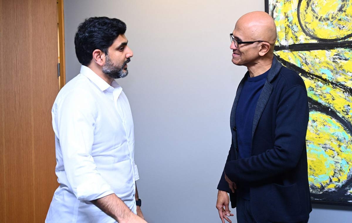 Minister Nara Lokesh-Google CEO Satya Nadella for AP Future?