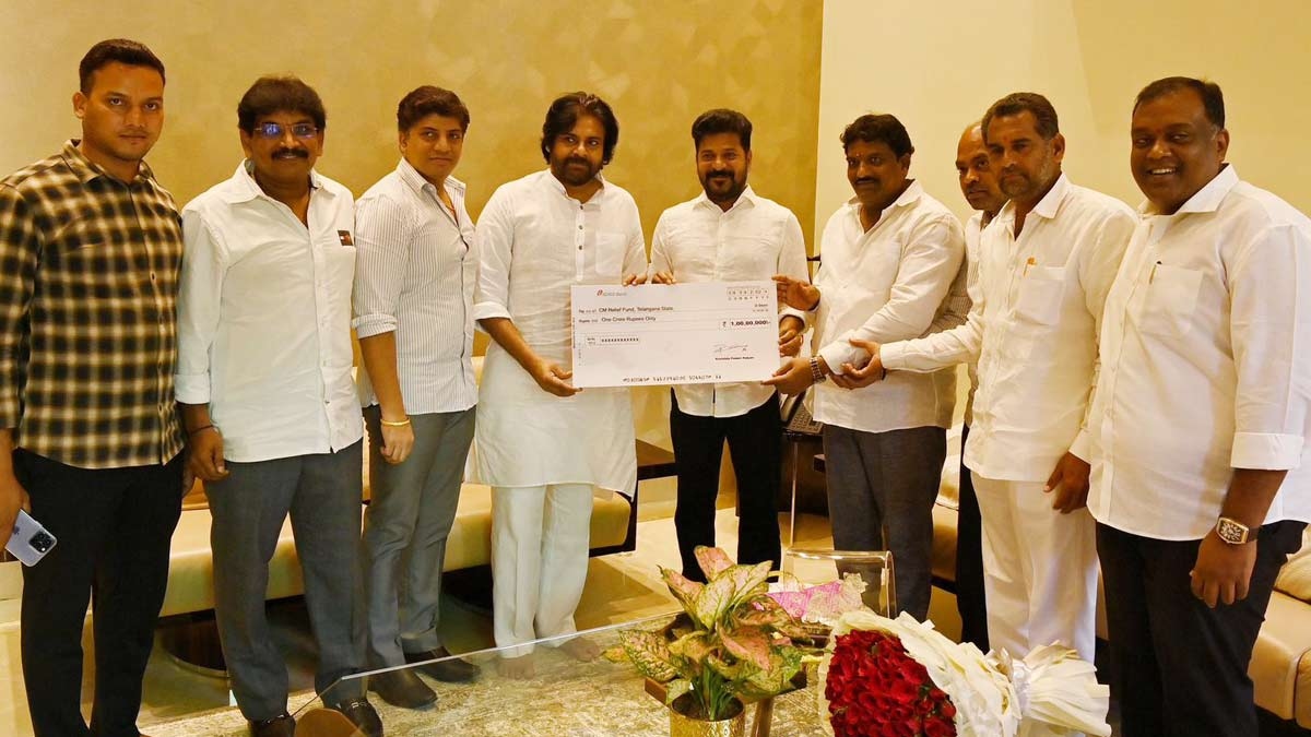 AP Dy CM Pawan Kalyan meets TG CM Revanth Reddy and donates Rs 1cr